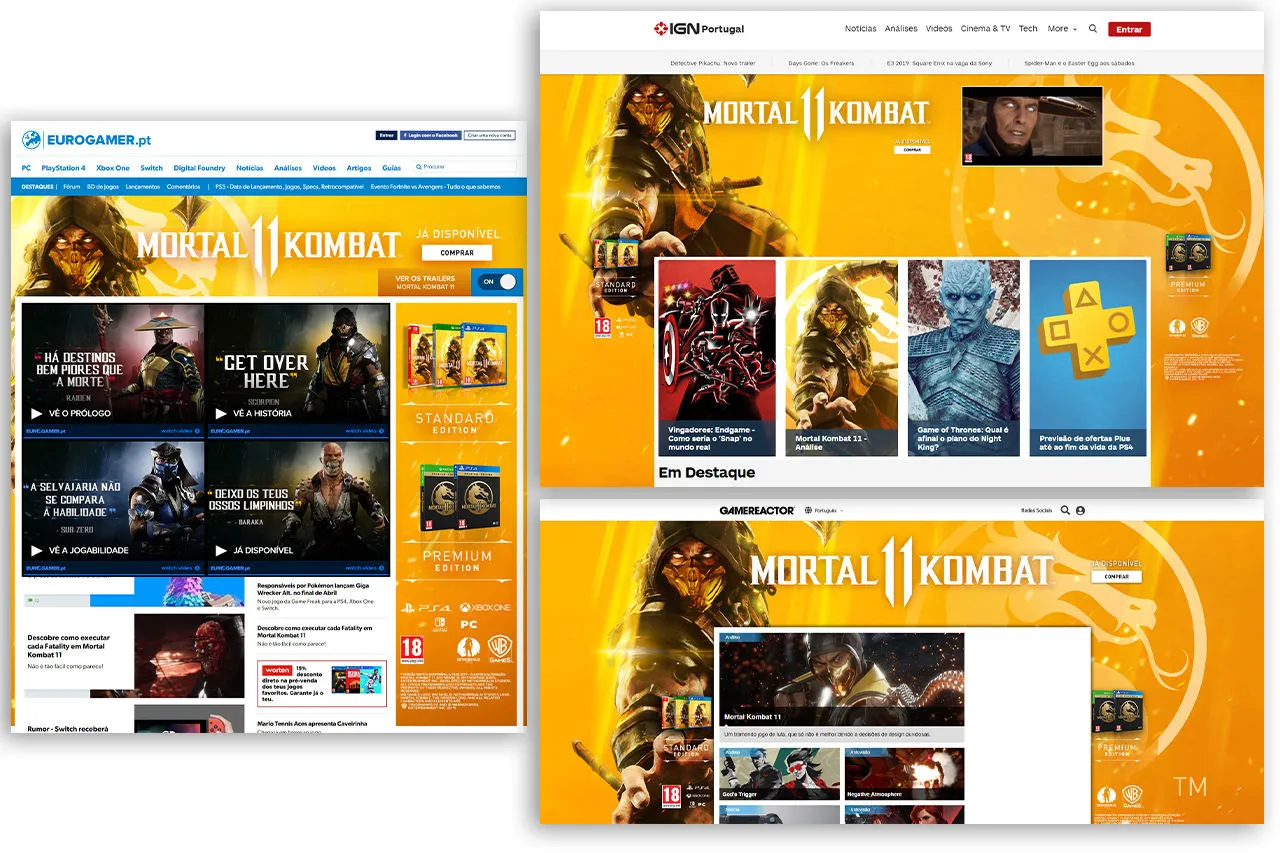 Mortal Kombat 11 vide ogame Homepage Takeover Launch Campaign